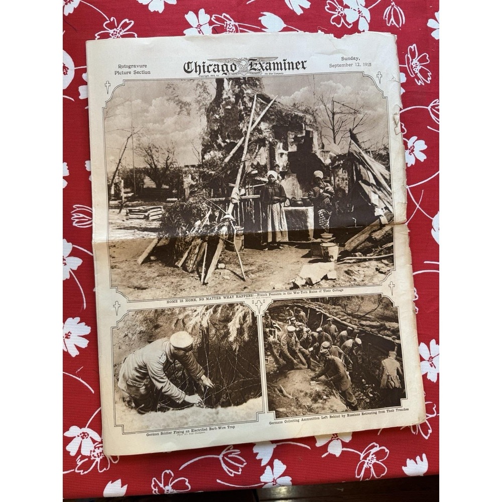 Chicago Examiner newspaper 09/12/1915 captions depict scenes